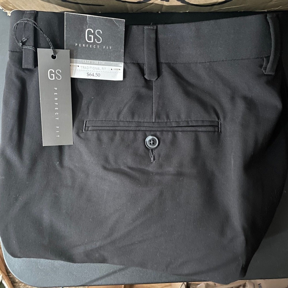 GS Dress Pants Mens 52x30 Black Traditional Fit Stretch New‎ NWT